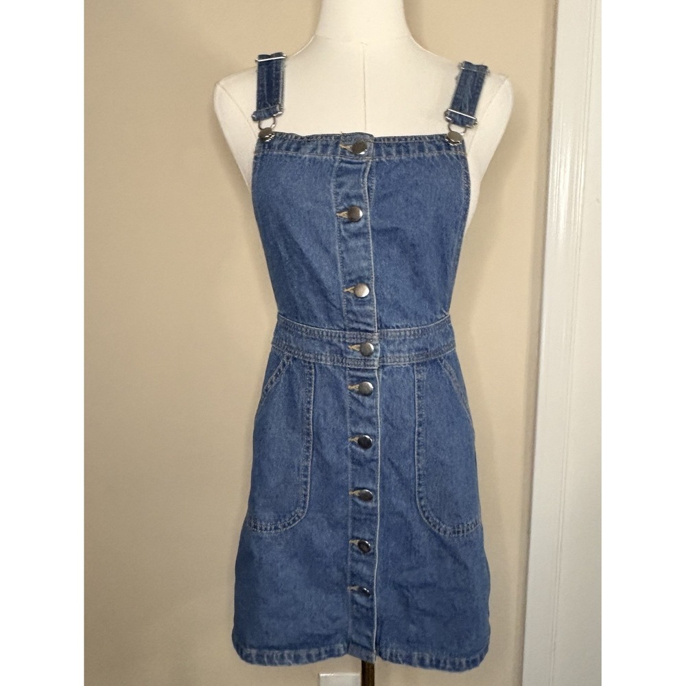 H&M Divided Denim Overall Dress Women's 2 Blue Pockets Adjustable Y2K